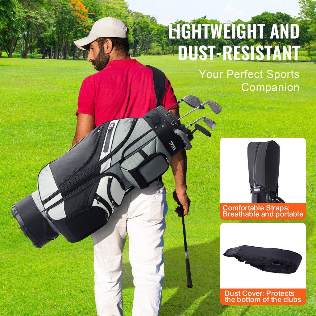 Golf Cart Bag with 14 Way Organizer Divider Top, 41' 13 Pockets Premium Nylon Cart Bag, Durable Golf Bags with Handles & Dust Cover & Detachable Straps for Men & Women, Black Color-Block
