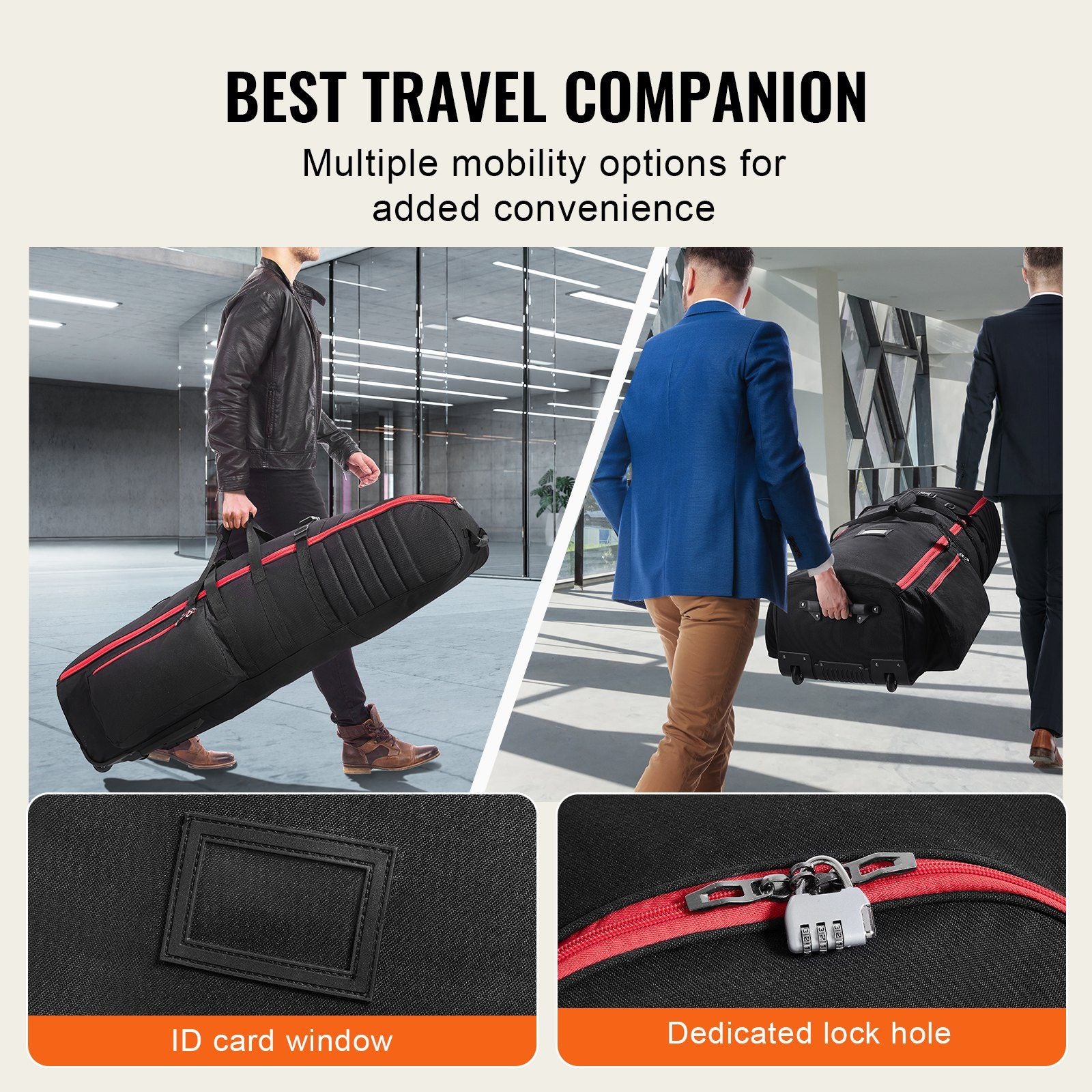 Golf Travel Bag, Outdoors Soft-Sided Golf Travel Cover Case, Heavy Duty 1000D Nylon Wear-Resistant, Padded Golf Luggage Case Cover with Wheels, Foldable Golf Club Storage Bag for Airlines
