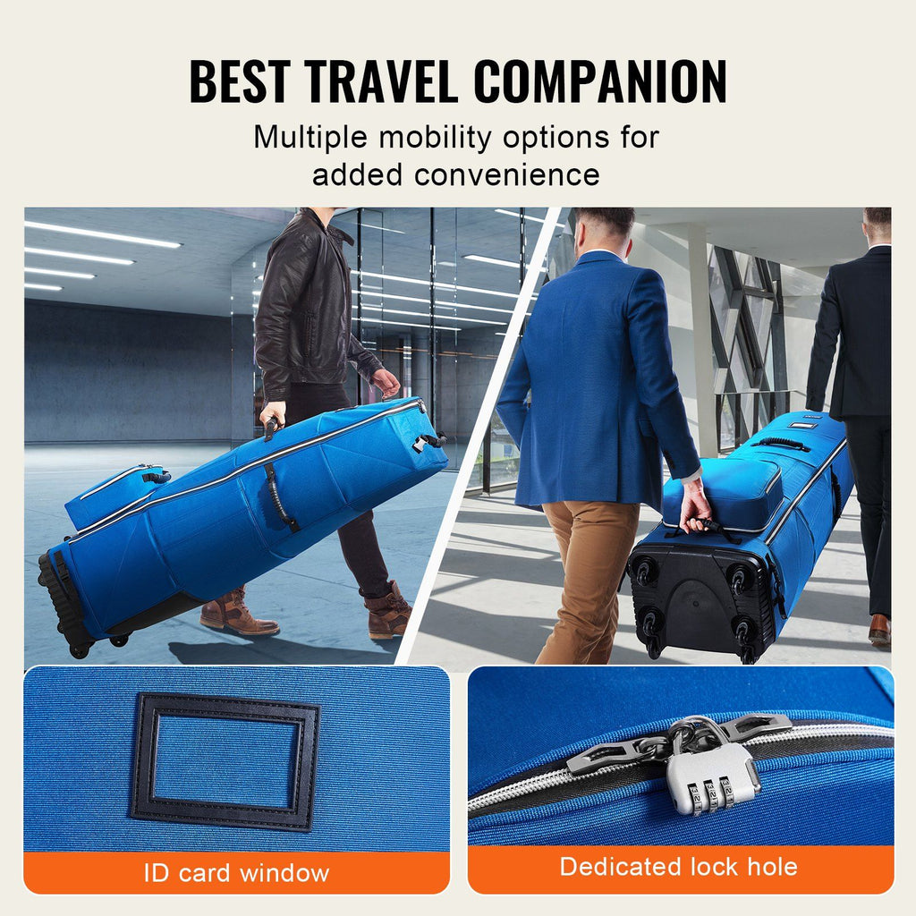 Golf Travel Bag, Outdoors Soft-Sided Golf Travel Cover, Heavy Duty 1200D Polyester Oxford Wear-Resistant Waterproof, Padded Luggage Case with Wheels, Foldable Golf Club Storage Bag for Airline