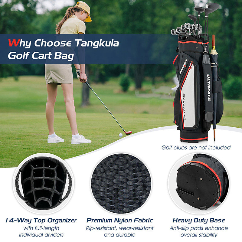 9.5 Inch Golf Cart Bag with 14 Way Dividers Top Organizer