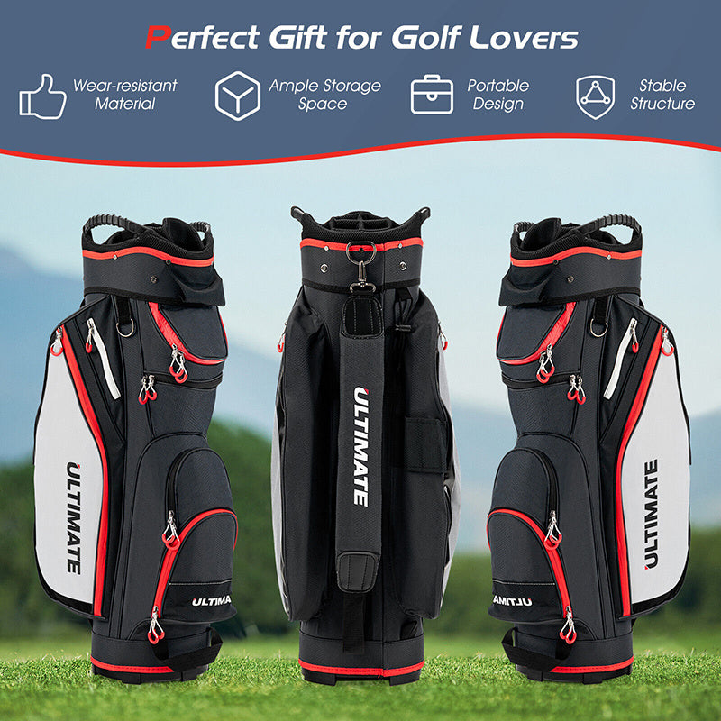 9.5 Inch Golf Cart Bag with 14 Way Dividers Top Organizer